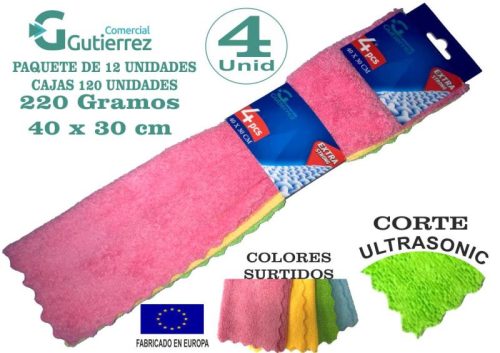 BAYETA 40X40 CM 4 UNID ULTRASONIC