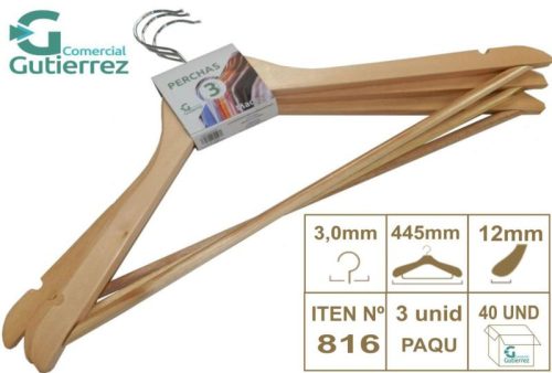 LOTE 3 PERCHAS DE MADERA