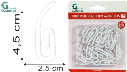 GANCHO CORTINA PLASTICO 50 UNID