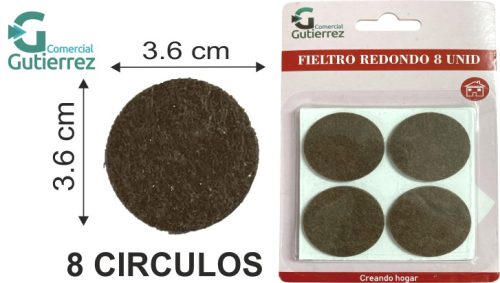 Fieltro adh redondo 38 x 38mm 4 discos
