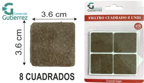 Fieltro adh cuadrado 38x38 marron 4 cuadrados