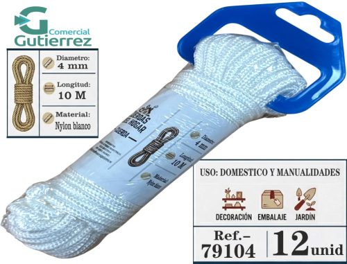 CUERDA NYLON BLANCA 4 MM 10 METROS