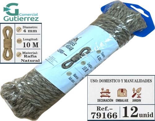 CUERDA RAFIA NATURAL 10 M 4MM