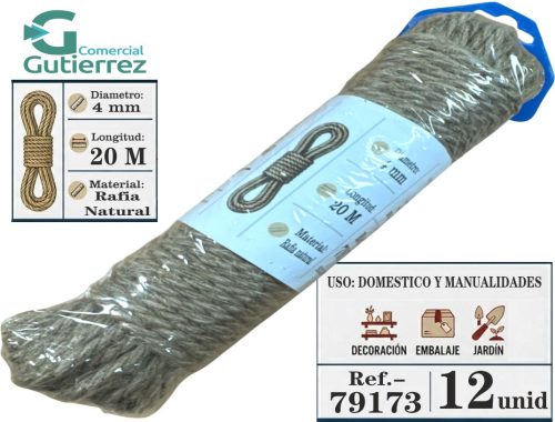 CUERDA RAFIA NATURAL 20 M 4MM