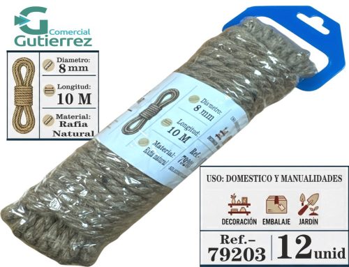 CUERDA RAFIA NATURAL 10M 8MM
