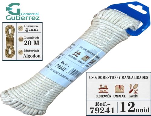 CUERDA ALGODÓN 4MM 20 METROS