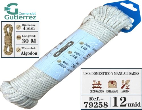 CUERDA ALGODÓN 4MM 30 METROS